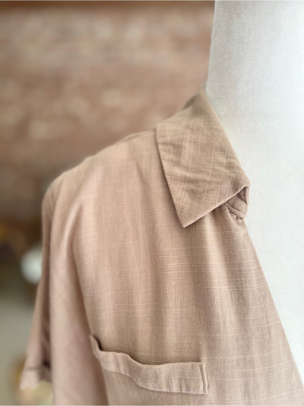 Guess Tan Wrap Crop Top Linen Blend Woven Dolman Sleeve XL Festival - Picture 4 of 13